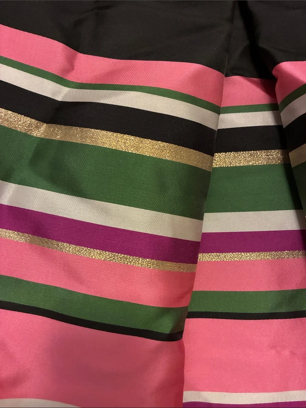 Kate Spade metallic festive stripe A-Line  Skirt in Black, Pink & Green